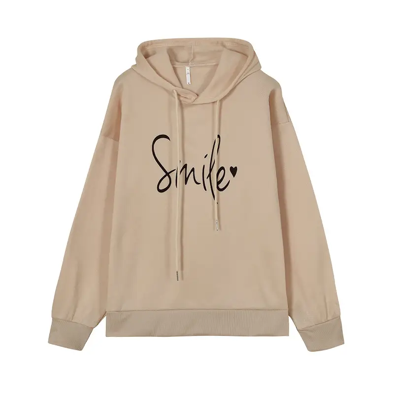 Green Printed Hoodie with "Smile" Text - Image 3