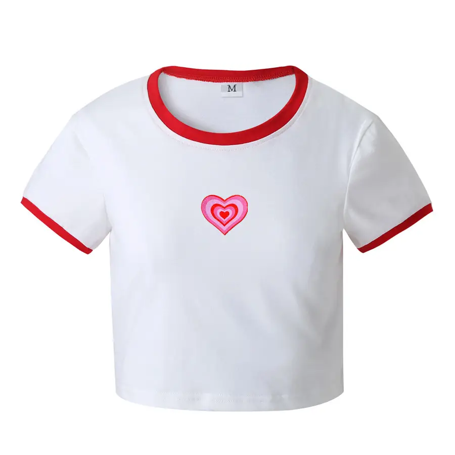 Black Heart Printed Round Neck T-Shirt for Women - Image 3