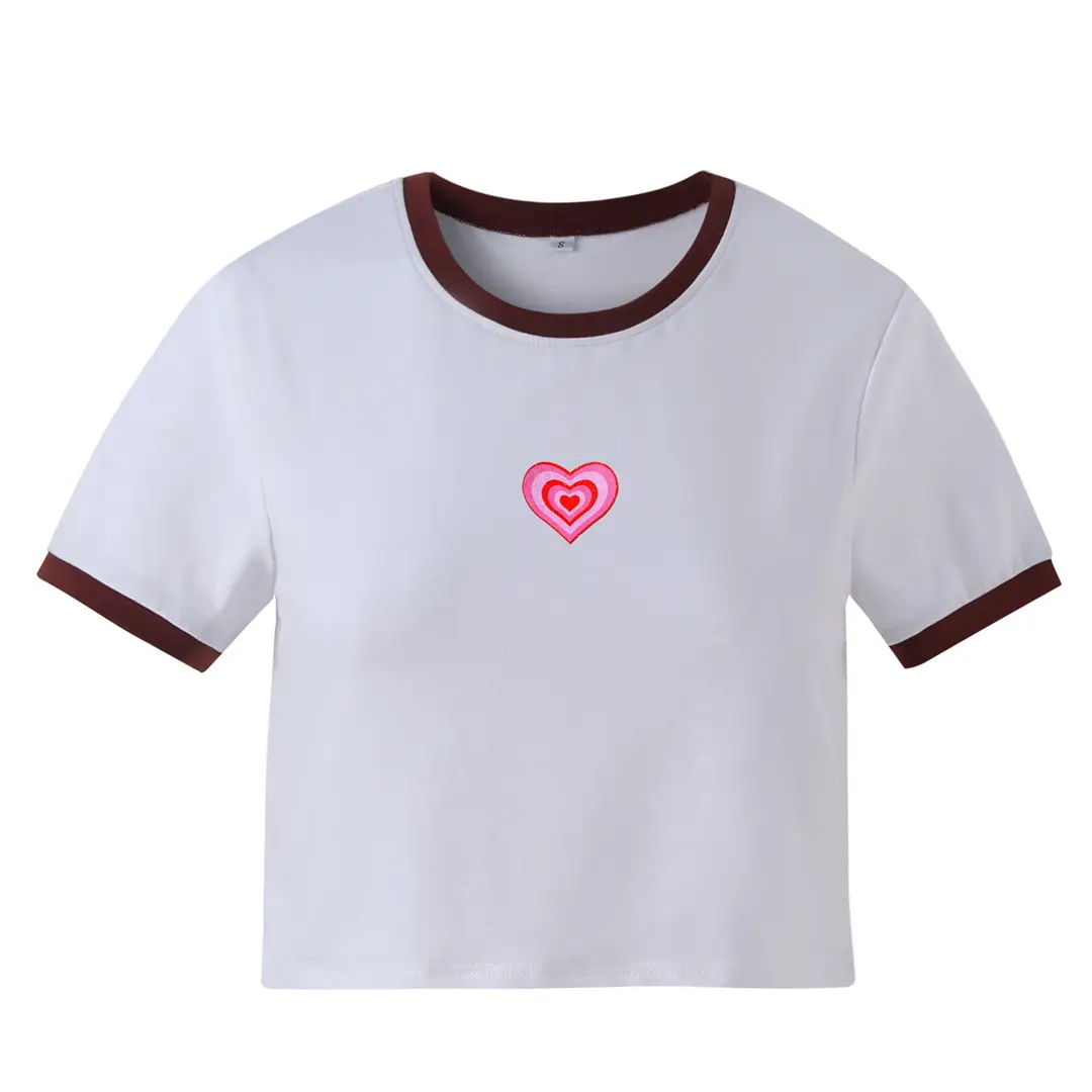 Black Heart Printed Round Neck T-Shirt for Women - Image 4