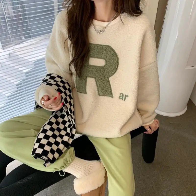 Women's 2021 Wool Letter Sweater Green Pants Set