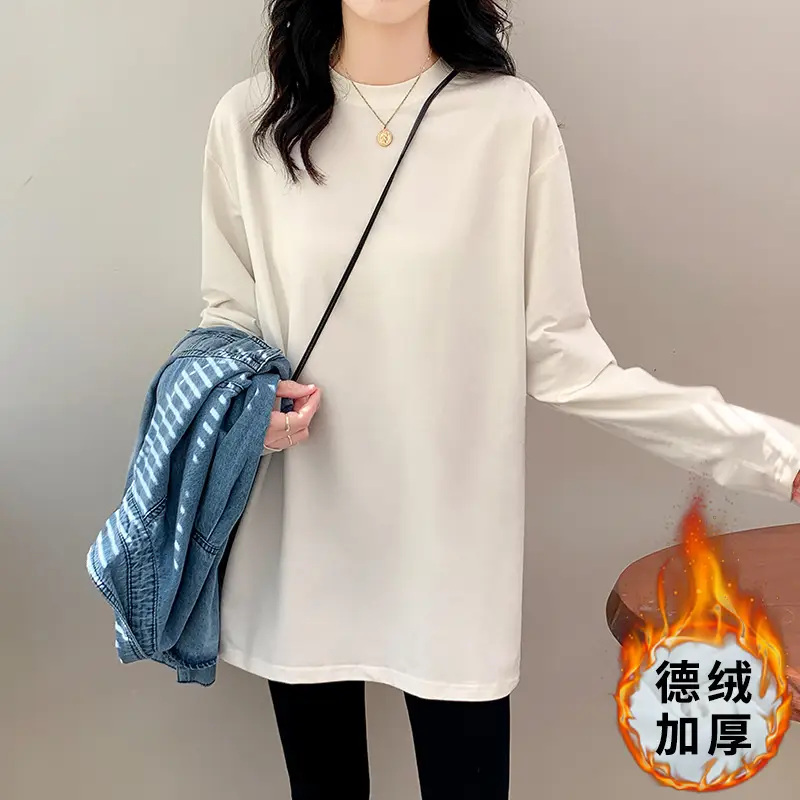 Wholesale Velvet White Long Sleeve Women's T-Shirt - Image 5