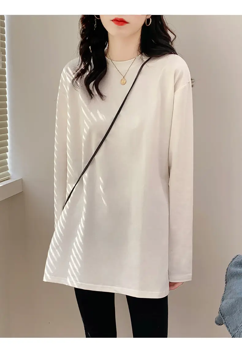 Wholesale Velvet White Long Sleeve Women's T-Shirt — feature 11