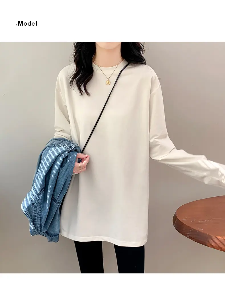Wholesale Velvet White Long Sleeve Women's T-Shirt — feature 4