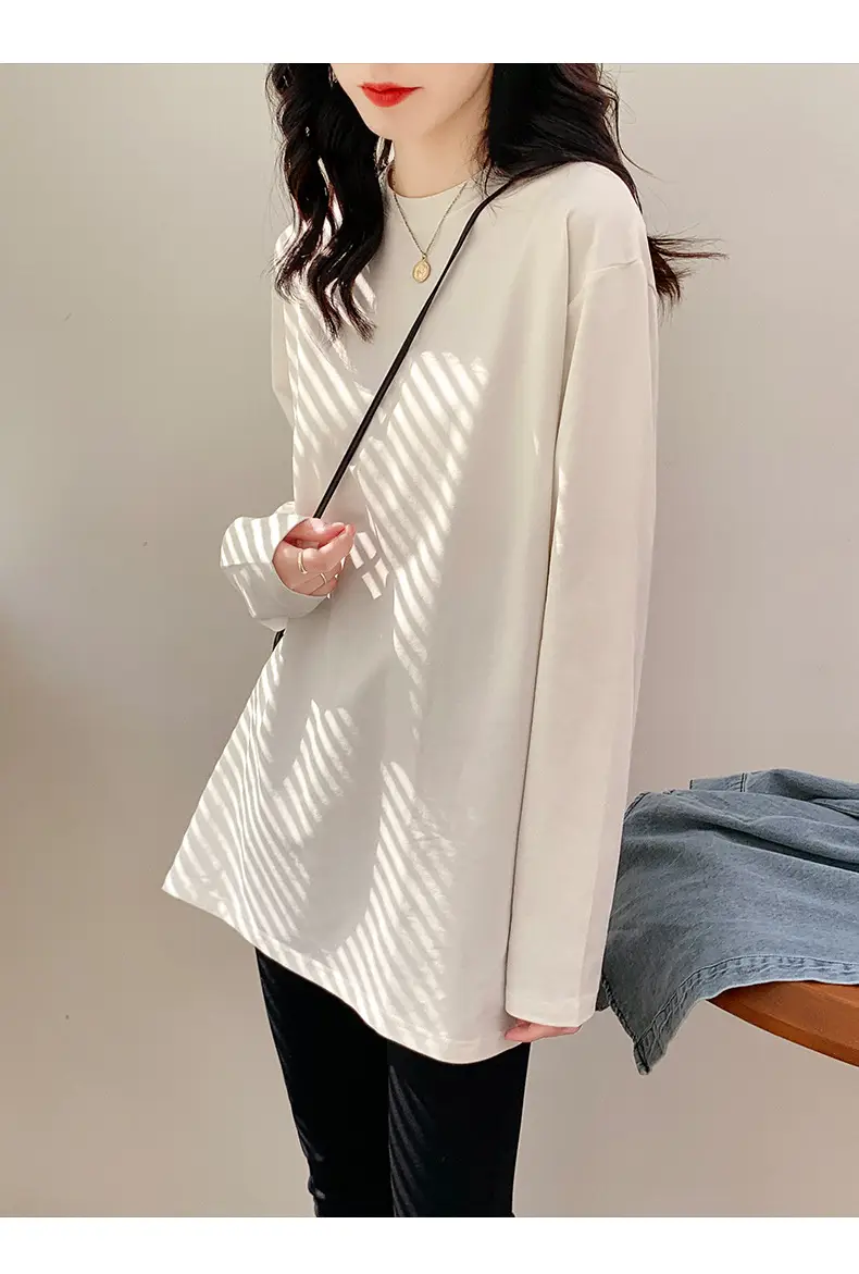 Wholesale Velvet White Long Sleeve Women's T-Shirt — feature 6
