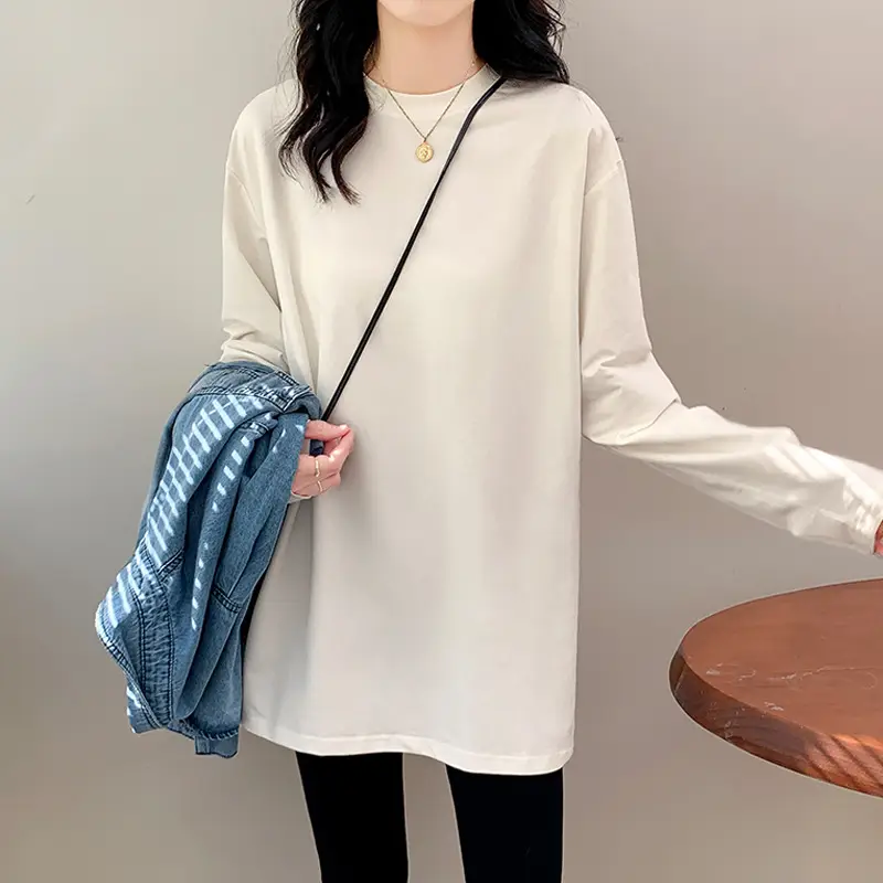 Wholesale Velvet White Long Sleeve Women's T-Shirt - Image 3