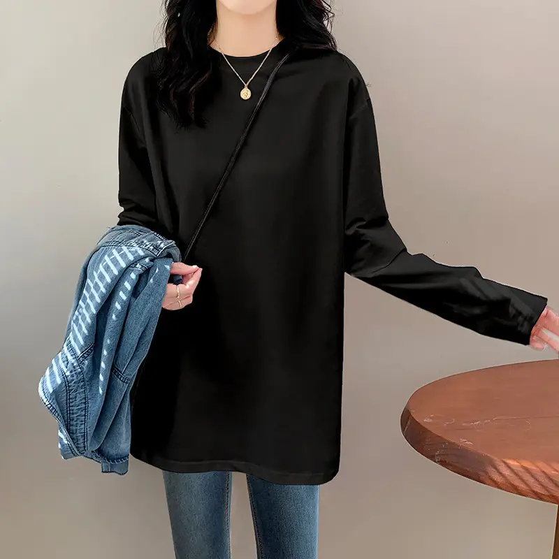 Wholesale Velvet White Long Sleeve Women's T-Shirt - Image 4