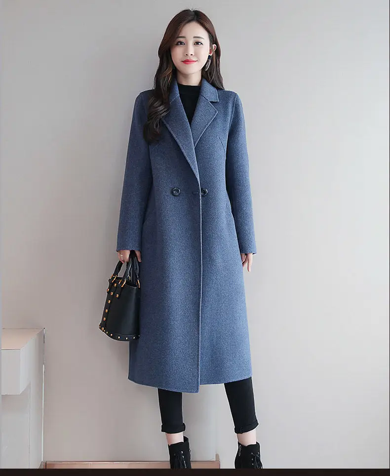 Women Woolen Long Coat Red Korean Style Winter Coat — feature 10