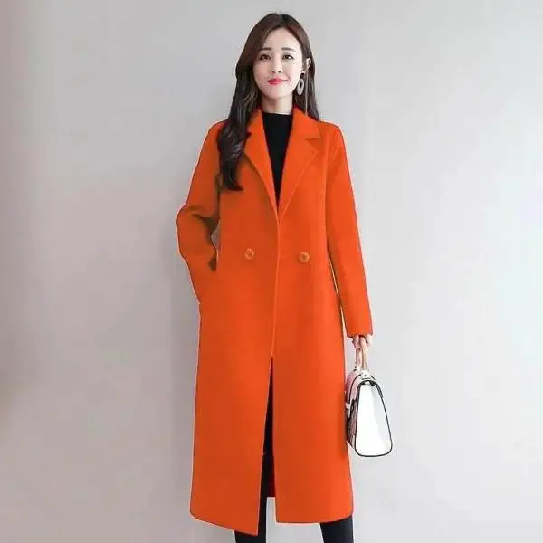 Women Woolen Long Coat Red Korean Style Winter Coat — feature 19