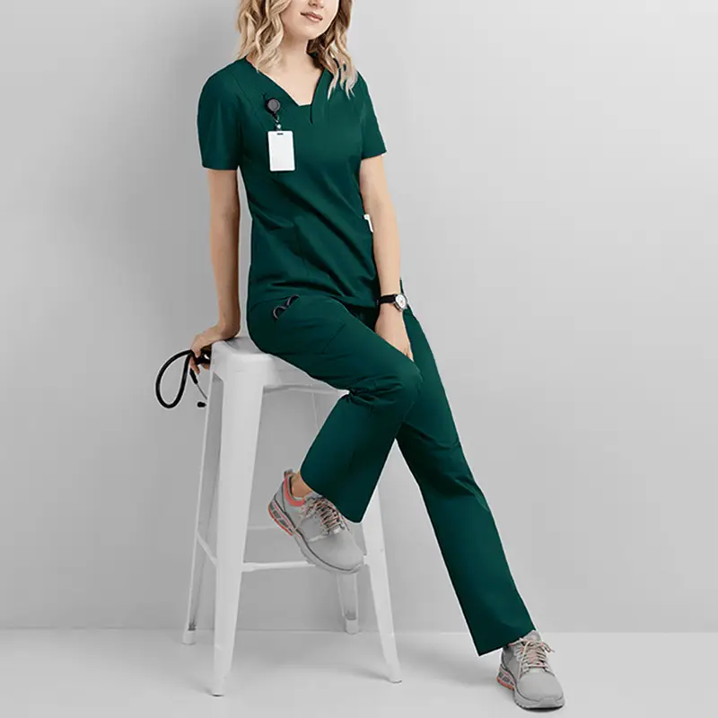 Gray Surgical T-Shirt & Trouser Set for Women - Image 13