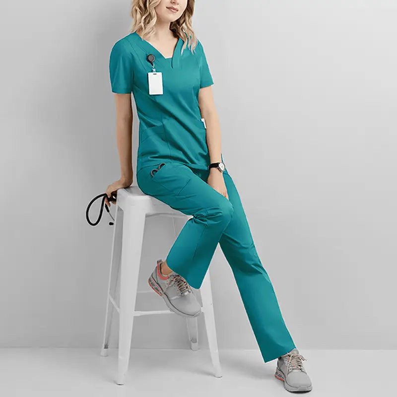 Gray Surgical T-Shirt & Trouser Set for Women - Image 5