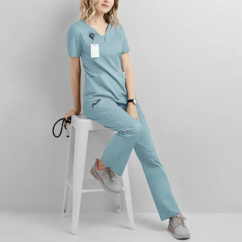 Gray Surgical T-Shirt & Trouser Set for Women - Image 7