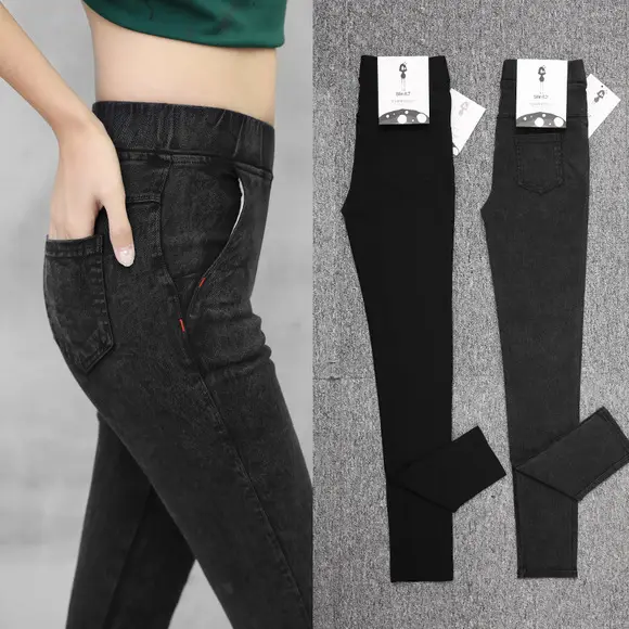Black PU Leather Slimming High Waist Tights — feature 9