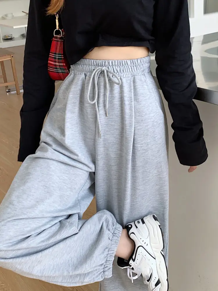 Women's Grey Leg Harlan Pants Loose High Waist Wide Leg Casual - Image 3