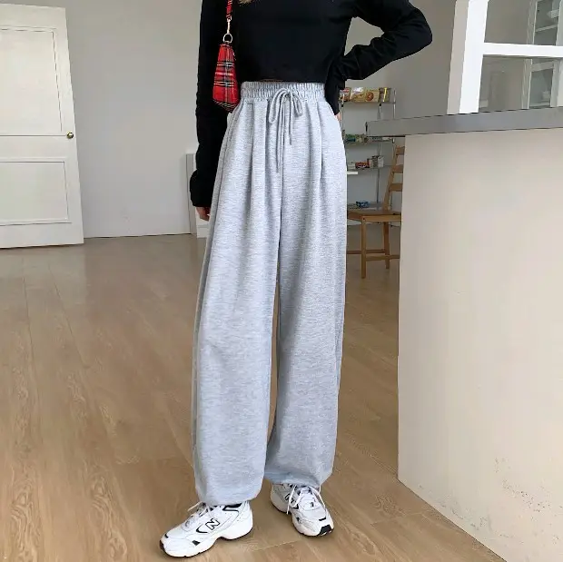 Women's Grey Leg Harlan Pants Loose High Waist Wide Leg Casual - Image 5