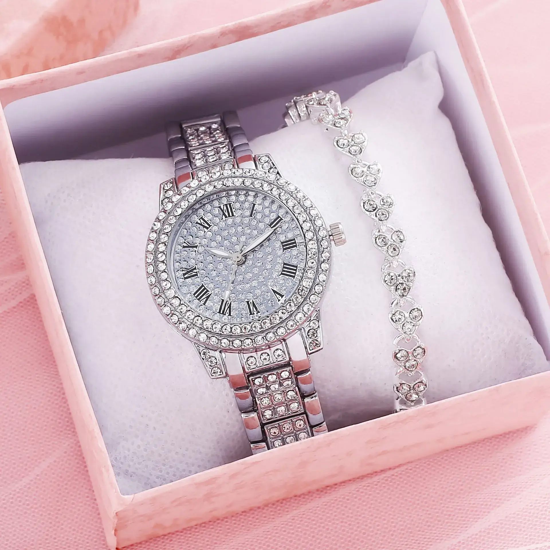 Gold Rhinestone Women's Wristwatch Set - Image 3