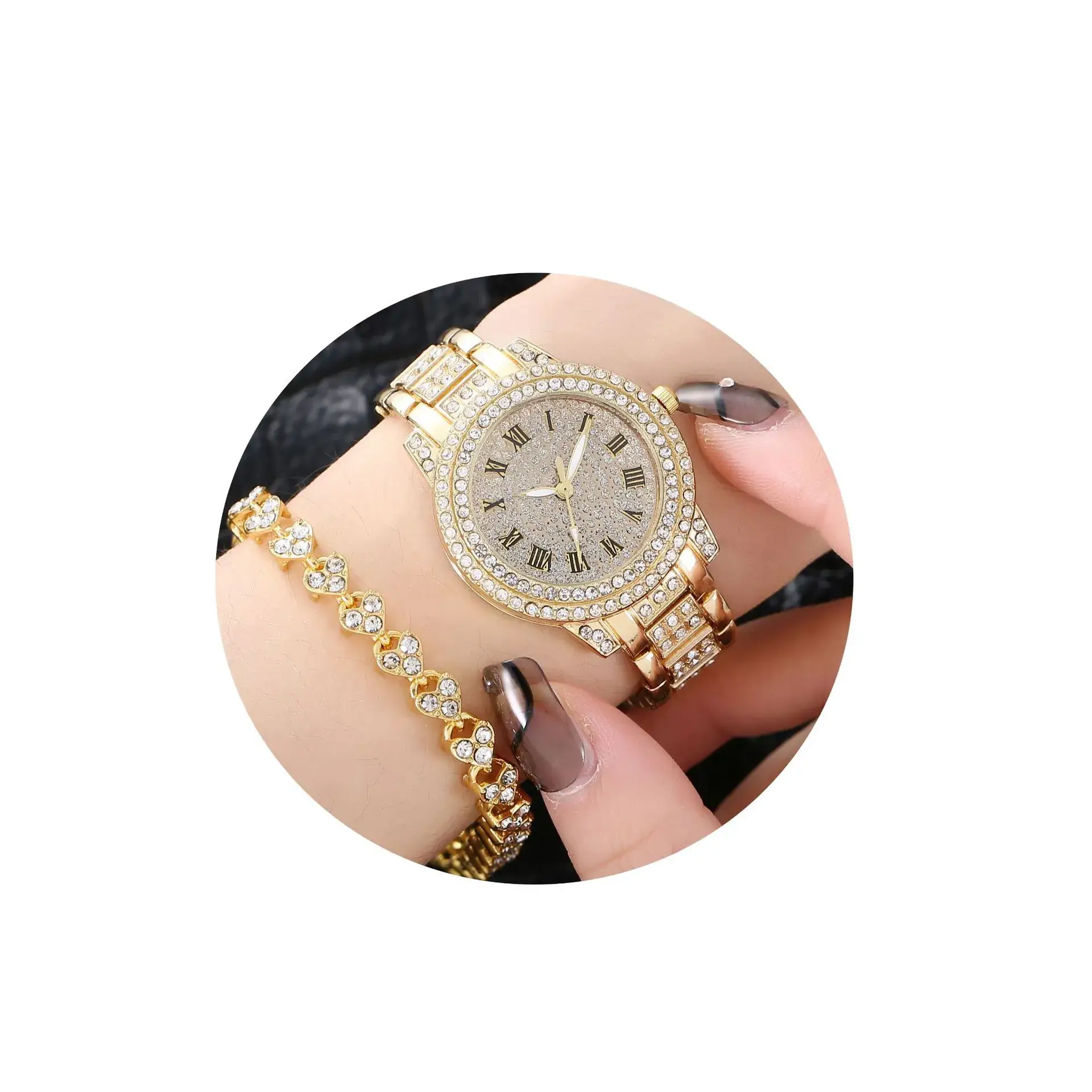 Gold Rhinestone Women's Wristwatch Set - Image 15