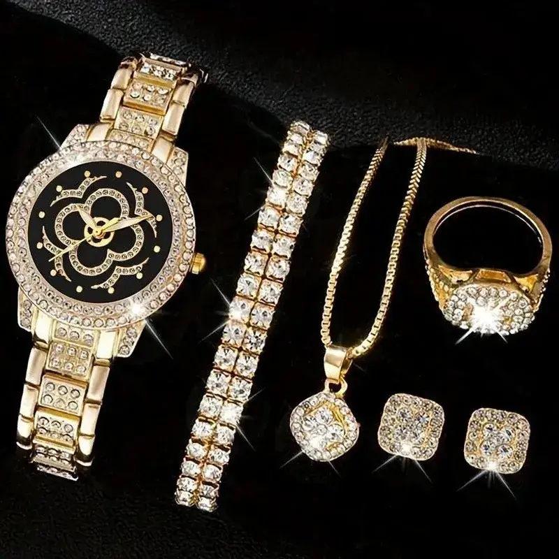 Gold Rhinestone Women's Wristwatch Set - Image 13