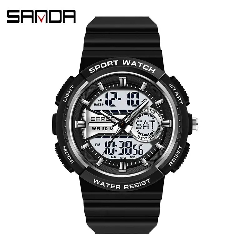 Sanda Couple Watches Blue Digital Waterproof Strap - Image 11