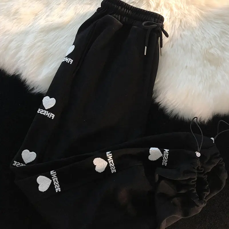 Women Fleece Crossbody Pants Heart Print Spring Winter - Image 6
