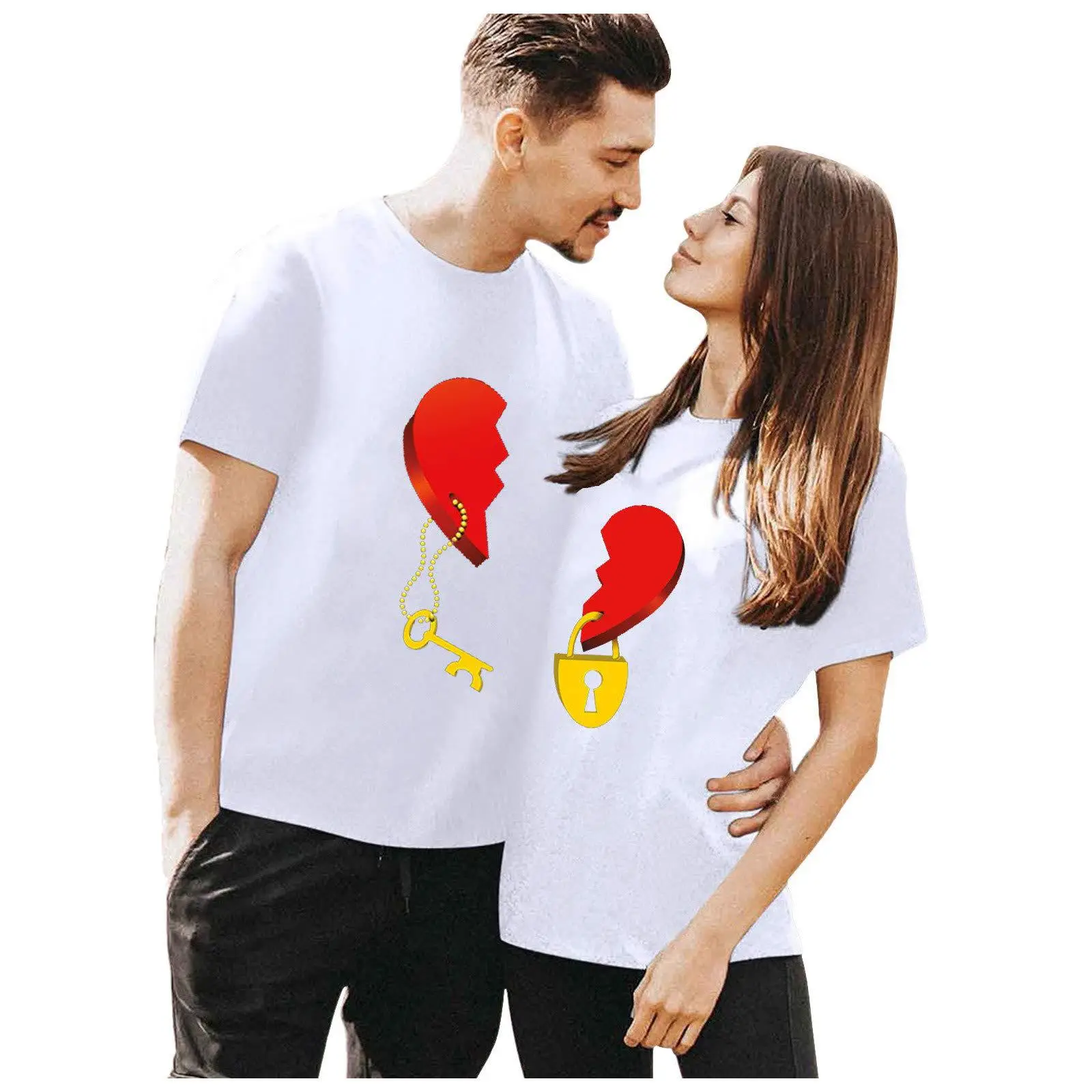 Love Key Lock Printed T-Shirt White 2022 - Image 6