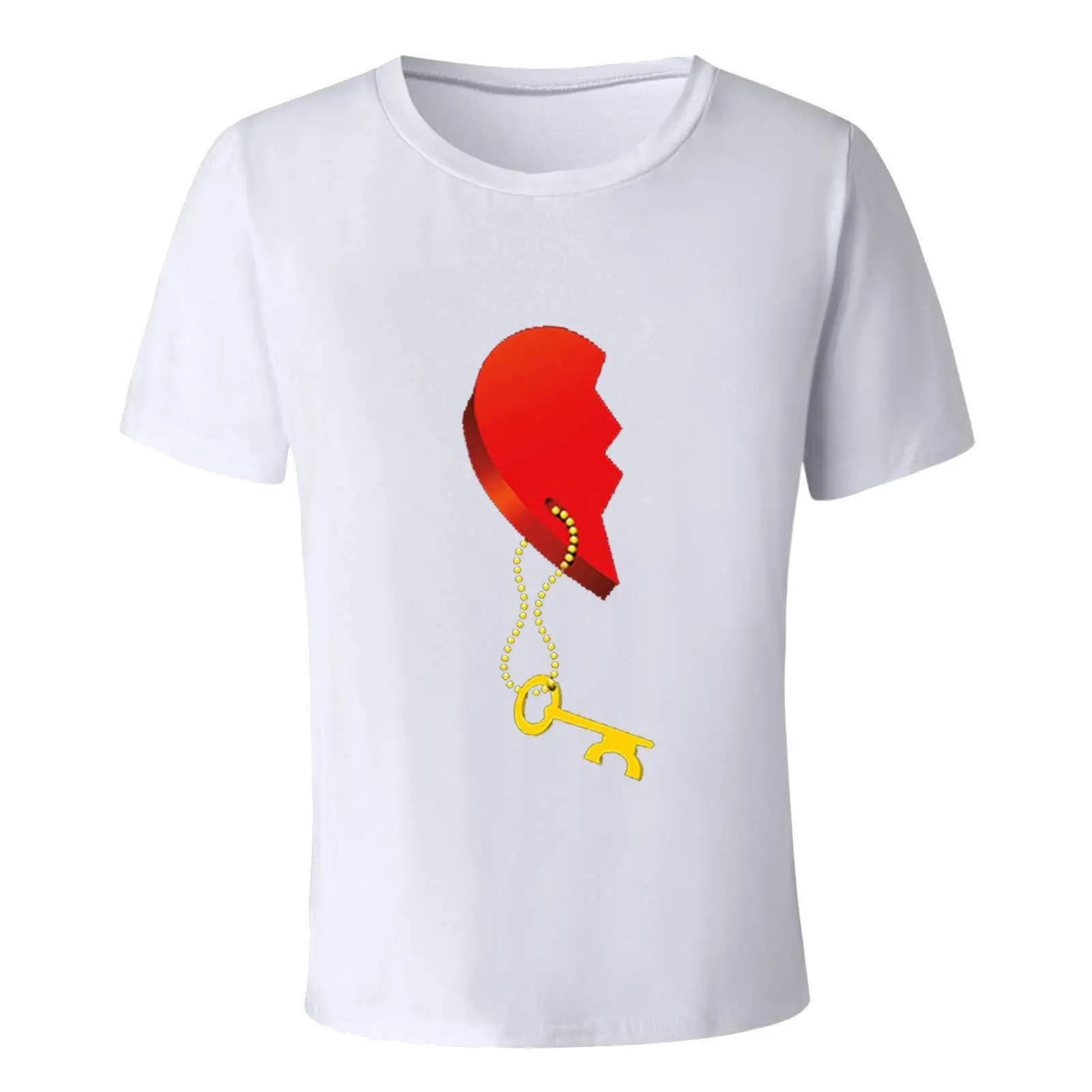 Love Key Lock Printed T-Shirt White 2022 - Image 3
