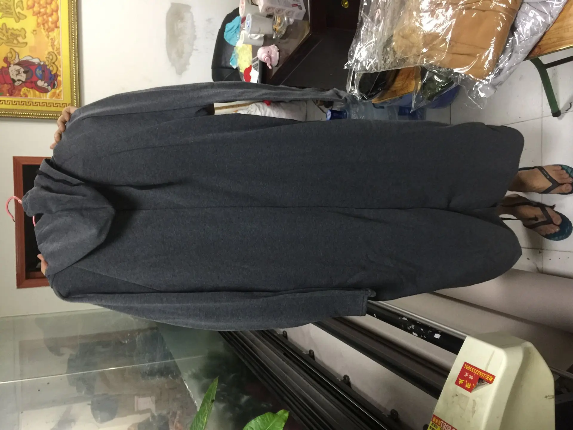 Black Fleece Hooded Windbreaker Long Coat S-5XL Women — feature 11
