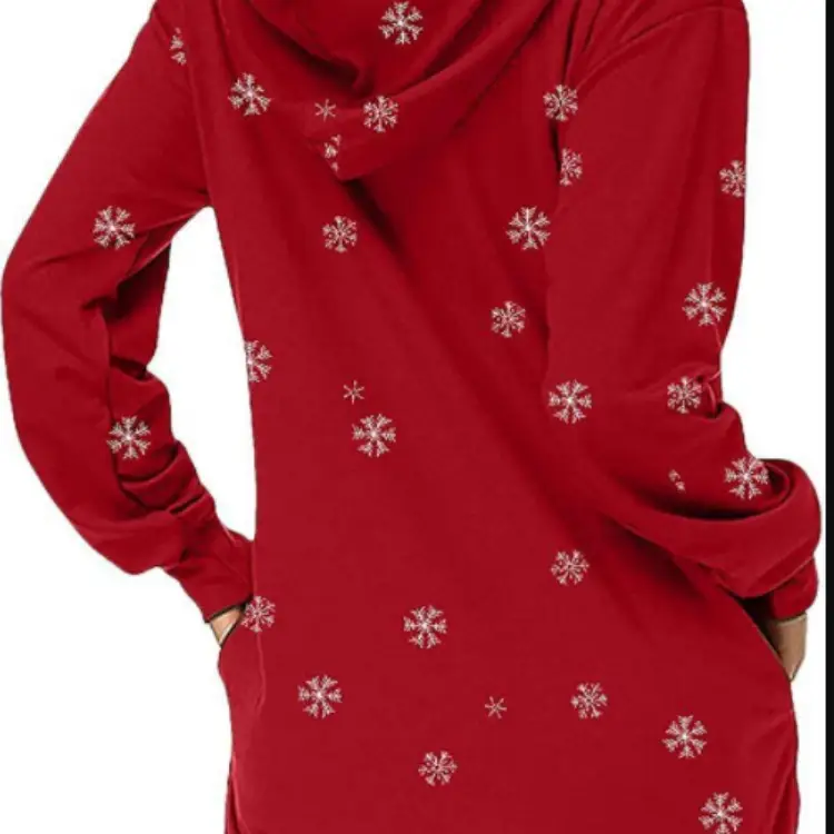 Black Floral Long Sleeve Hooded Dress for Women - Image 4