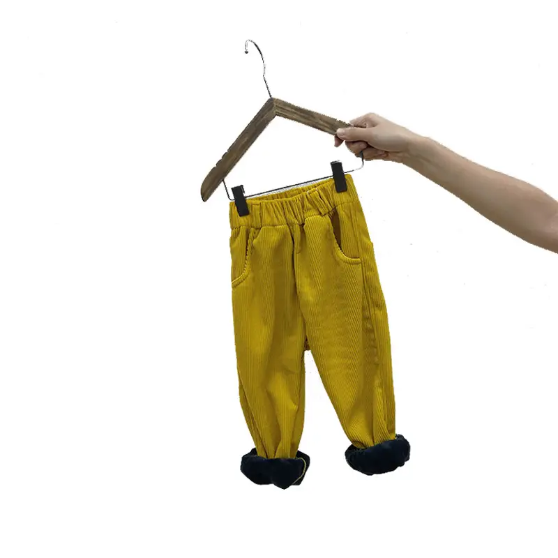 Brown Corduroy Padded Casual Pants for Boys Girls