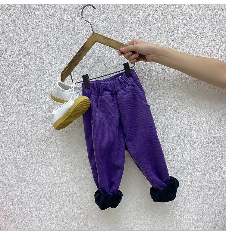 Brown Corduroy Padded Casual Pants for Boys Girls — feature 13