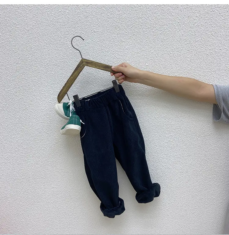 Brown Corduroy Padded Casual Pants for Boys Girls — feature 14