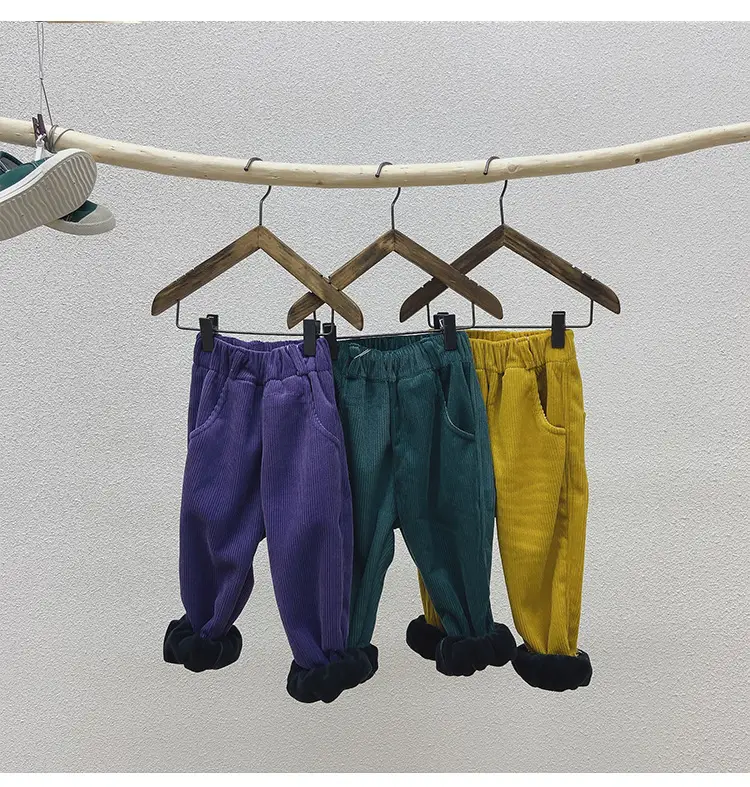 Brown Corduroy Padded Casual Pants for Boys Girls — feature 17