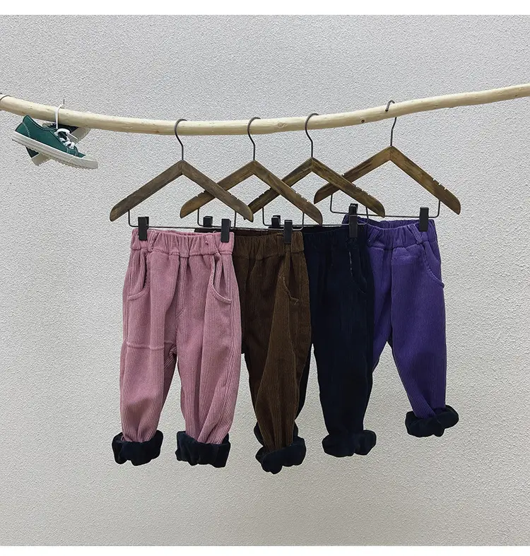 Brown Corduroy Padded Casual Pants for Boys Girls — feature 18