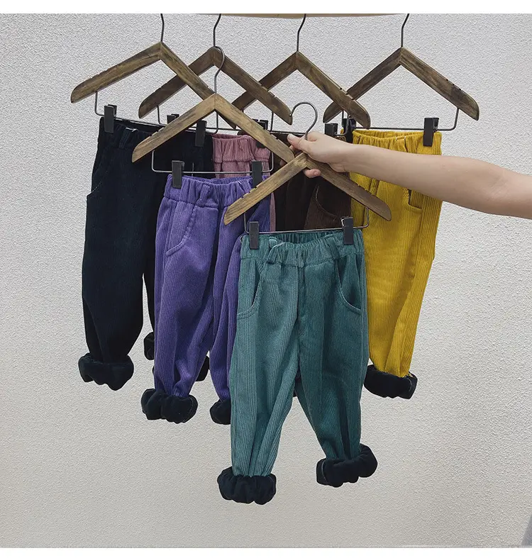 Brown Corduroy Padded Casual Pants for Boys Girls — feature 20