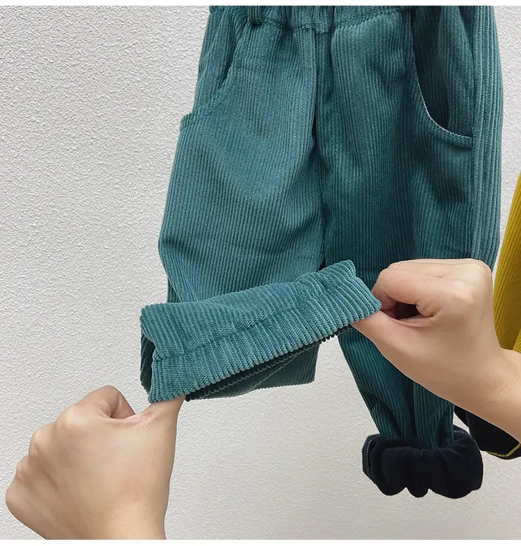 Brown Corduroy Padded Casual Pants for Boys Girls — feature 23