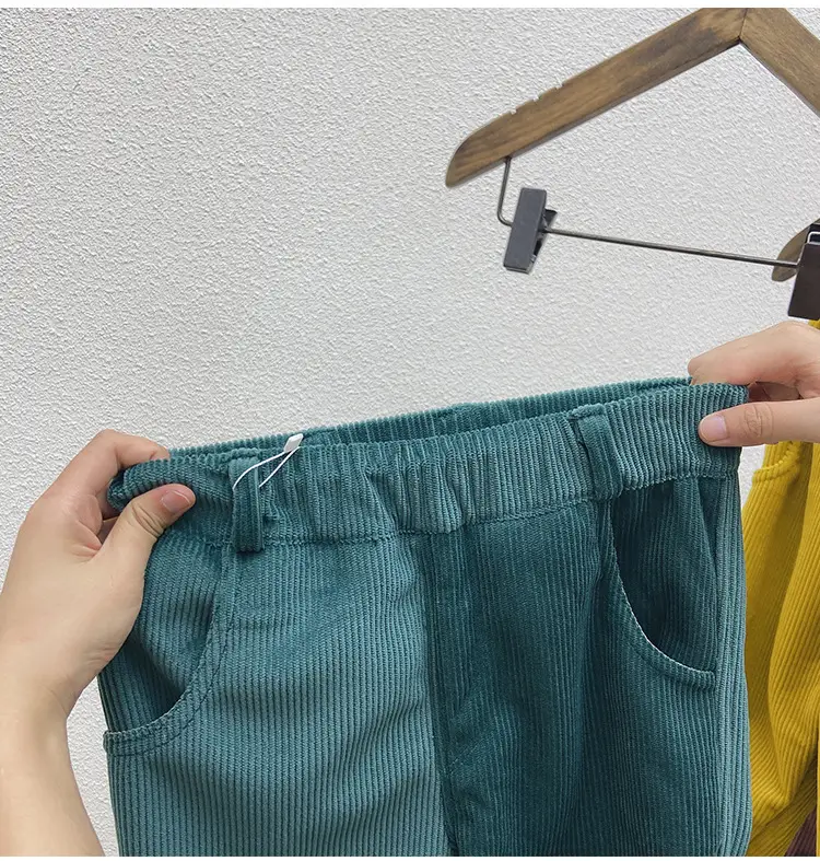 Brown Corduroy Padded Casual Pants for Boys Girls — feature 24