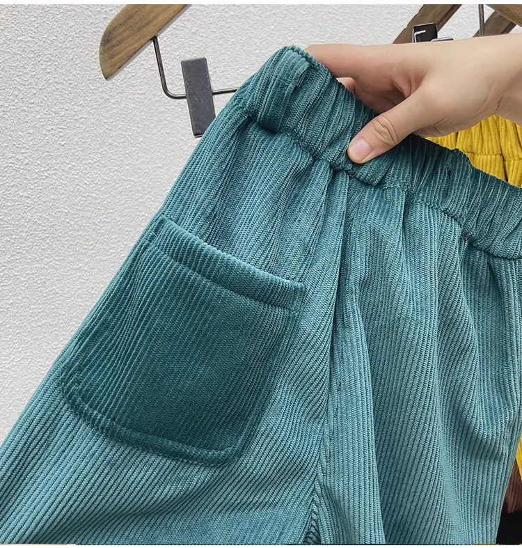 Brown Corduroy Padded Casual Pants for Boys Girls — feature 25