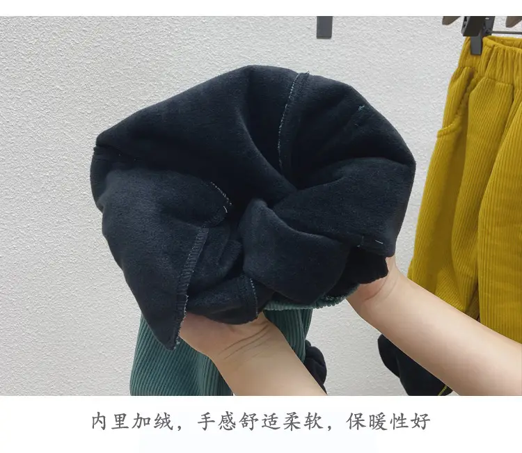 Brown Corduroy Padded Casual Pants for Boys Girls — feature 8