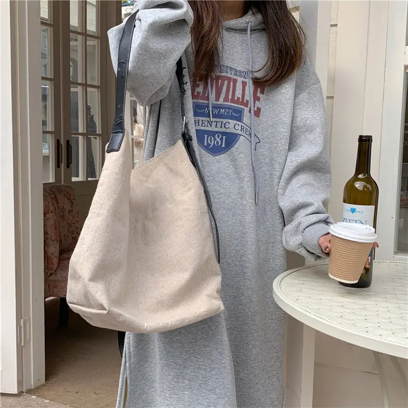 Women Long Hooded Sweatshirt Dress Beige Fleece 2025 — feature 17