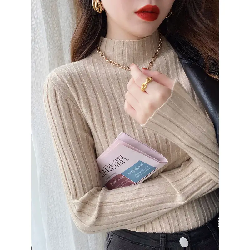 Women's Mock Collar Sweater Top Black Knit Winter Wear - Image 15