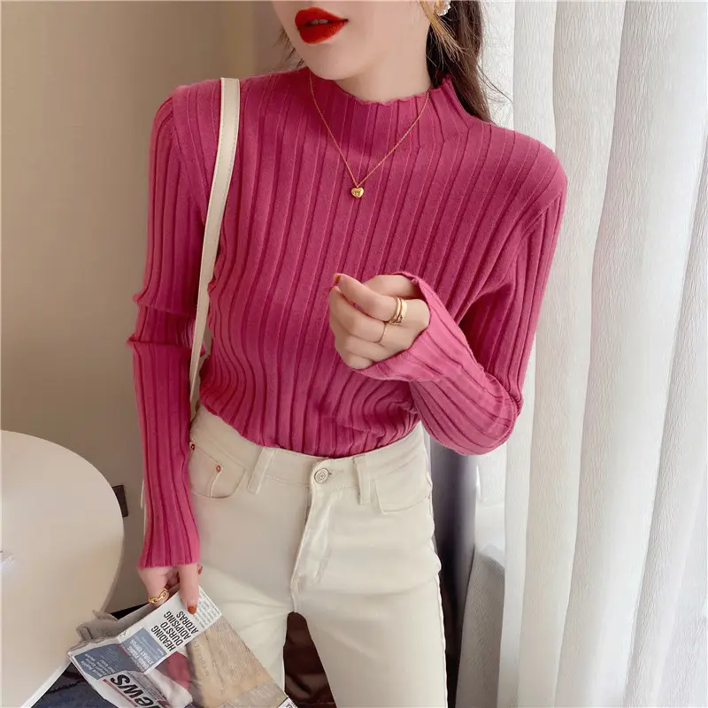 Women's Mock Collar Sweater Top Black Knit Winter Wear — feature 10