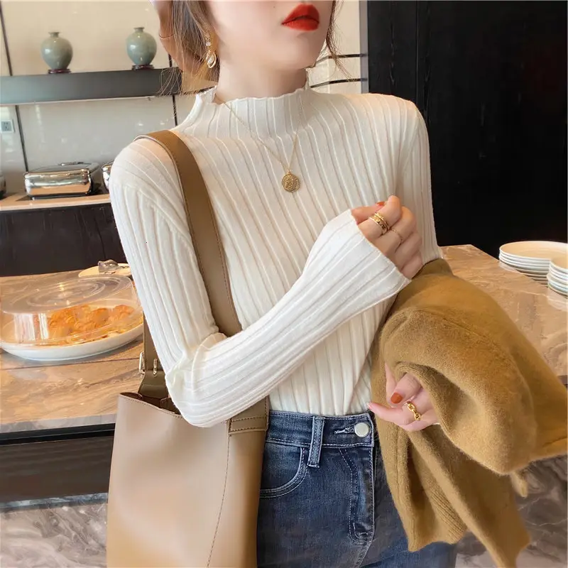 Women's Mock Collar Sweater Top Black Knit Winter Wear — feature 2