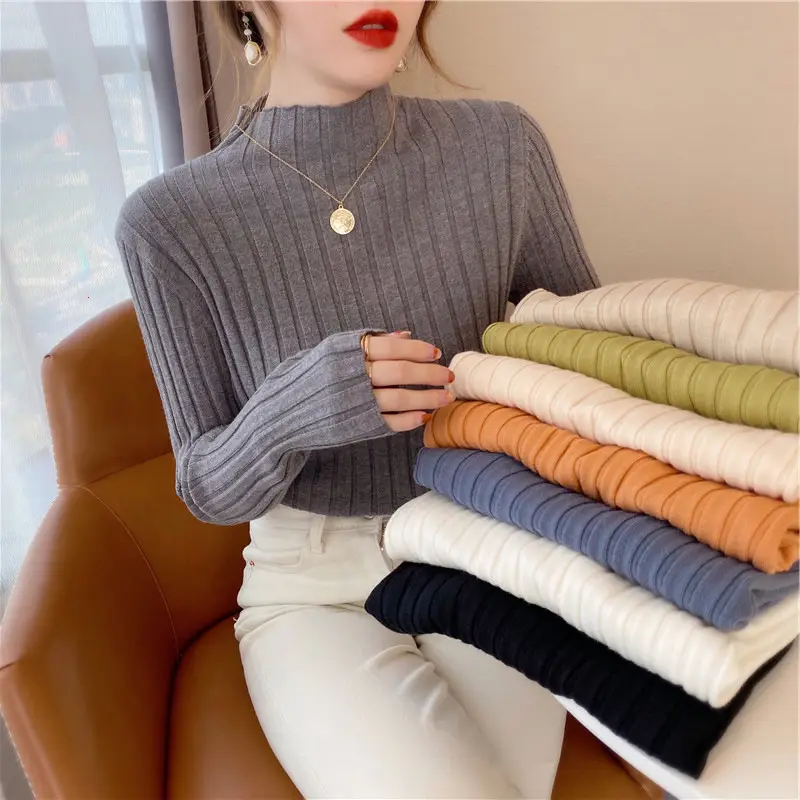 Women's Mock Collar Sweater Top Black Knit Winter Wear — feature 3