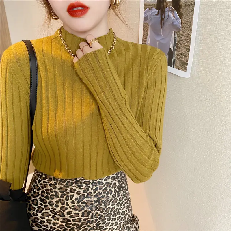 Women's Mock Collar Sweater Top Black Knit Winter Wear — feature 8