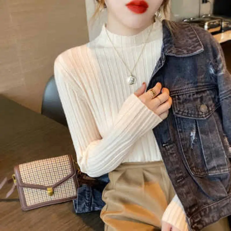 Women's Mock Collar Sweater Top Black Knit Winter Wear - Image 11