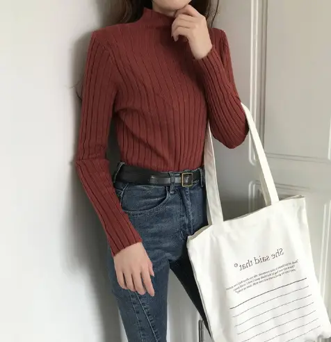 Women's Mock Collar Sweater Top Black Knit Winter Wear - Image 12