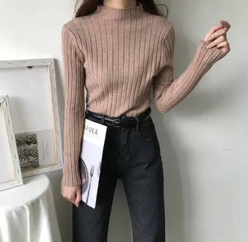Women's Mock Collar Sweater Top Black Knit Winter Wear - Image 13