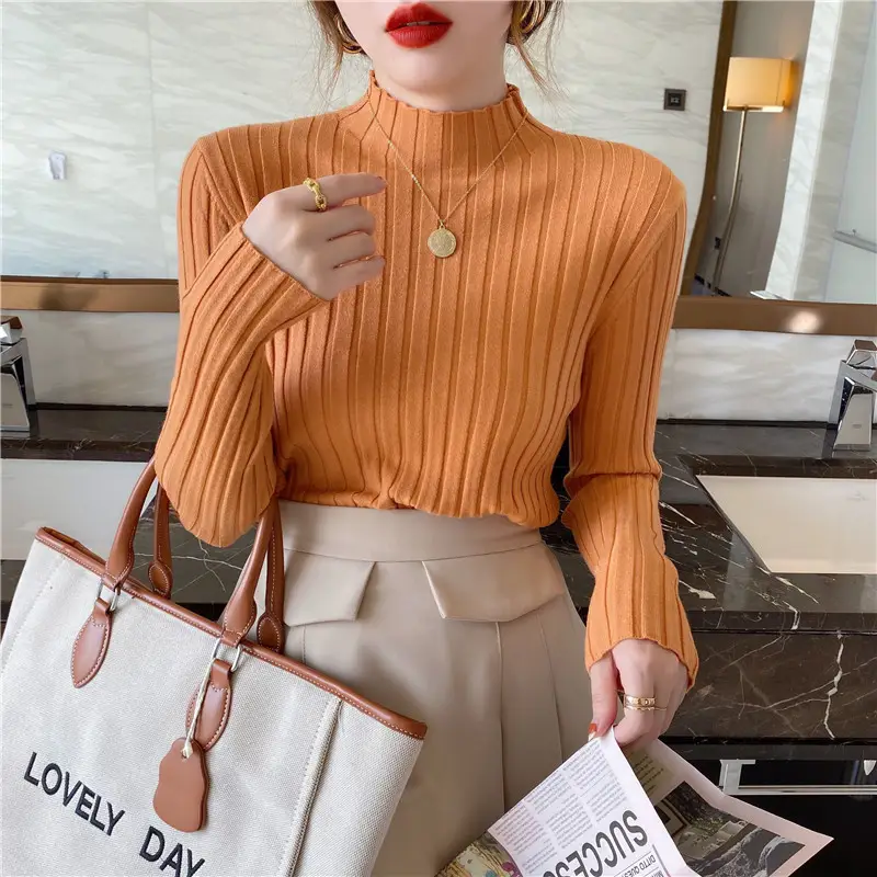 Women's Mock Collar Sweater Top Black Knit Winter Wear - Image 9