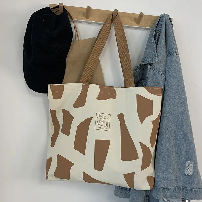 Women Canvas Tote Bag Black White Checkered One Shoulder — feature 13