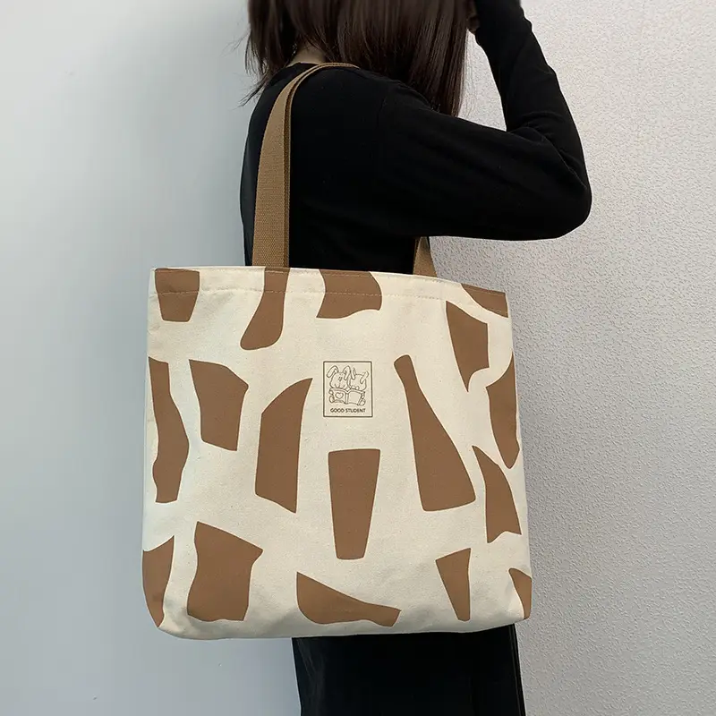 Women Canvas Tote Bag Black White Checkered One Shoulder — feature 27