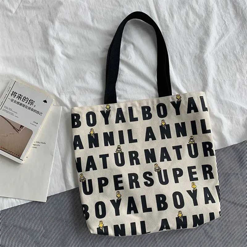 Women Canvas Tote Bag Black White Checkered One Shoulder - Image 8